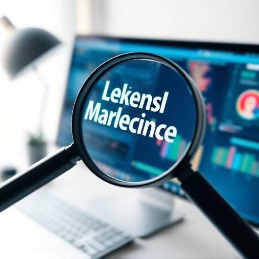 Una lupa examinando una pantalla de computadora, simbolizando soluciones de marketing digital.
